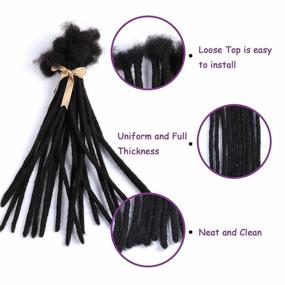 img 3 attached to Premium Quality Short Dreadlock Extensions With Natural Black Human Hair For Men And Women - Pack Of 30 Strands With Needle Included