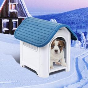 img 3 attached to 20-фунтовая пластиковая будка для собак на открытом воздухе, приют для питомника - Magshion (синий)