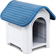 20 lb plastic outdoor dog house pet kennel shelter - magshion (blue) logo