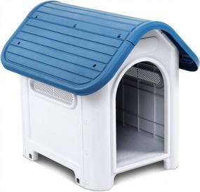 img 4 attached to 20-фунтовая пластиковая будка для собак на открытом воздухе, приют для питомника - Magshion (синий)