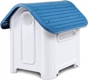 img 1 attached to 20-фунтовая пластиковая будка для собак на открытом воздухе, приют для питомника - Magshion (синий)