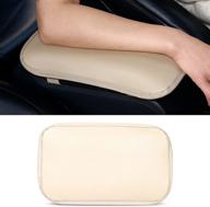 🚗 rayiou car center console cover: waterproof leather pad for car/suvs/trucks, beige armrest protection & interior accessories+ логотип