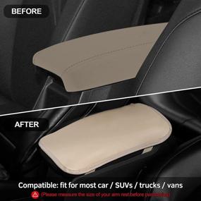 img 2 attached to 🚗 RAYIOU Car Center Console Cover: Waterproof Leather Pad for Car/SUVs/Trucks, Beige Armrest Protection & Interior Accessories+