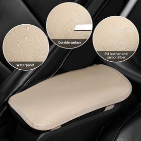 img 3 attached to 🚗 RAYIOU Car Center Console Cover: Waterproof Leather Pad for Car/SUVs/Trucks, Beige Armrest Protection & Interior Accessories+