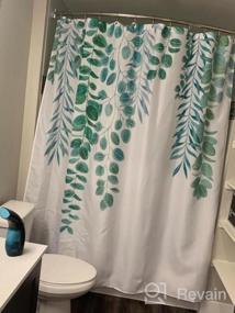 img 5 attached to Преобразите свою ванную комнату с помощью занавески для душа LIVILAN'S Green Leaf Eucalyptus, ботанический дизайн акварельных листьев шалфея, 72x72 дюйма с 12 крючками в комплекте