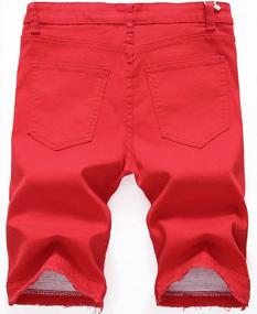 img 1 attached to Men'S Stylish Ripped Denim Shorts With Wrinkle-Free Performance For Added Coolness
