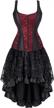 plus size gothic brocade lace bustier corset dress masquerade skirt set costume logo