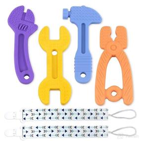 img 4 attached to 👶 BPA Free Silicone Teething Toys for Babies 0-12 Months - Molar Teether Chew Toys & Baby Hammer Toy