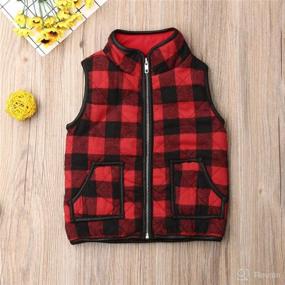 img 3 attached to 🎄 Christmas Plaid Quilted Puffer Vest: Stylish Toddler Outfit for Fall/Winter