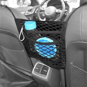 img 3 attached to 🚗 Universal Car Seat Net Organizer - DEDC Super Duty 2-Layer Mesh Cargo Net Pouch for Purse, Phone, Pets, Kids - Disturb Stopper