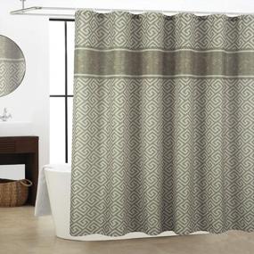 img 4 attached to WestWeir Linen Texture Shower Curtain - Greek Key Grommet Waterproof Fabric Bathroom, 72 Inches X 72 Inches Brown