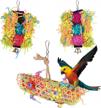 vavopaw bird parrot toys, 3 pcs bird chewing toys hanging pecking perch foraging cage toy with wooden rattan balls bells for parakeets, cockatiels, conures, macaws, love birds, finches - colorful logo