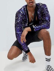 img 2 attached to Mens Sequin Cardigan Jacket - Open Front Long Sleeve With Ribbed Cuffs