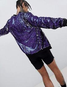 img 1 attached to Mens Sequin Cardigan Jacket - Open Front Long Sleeve With Ribbed Cuffs