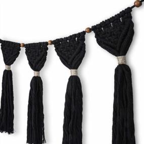 img 2 attached to TIMEYARD Macrame Woven Wall Hanging Fringe Garland Banner - Boho Chic Bohemian Wall Decor - Apartment Dorm Living Room Bedroom Decorative Wall Art, 12.6" W X31.5 L, 7" Flags