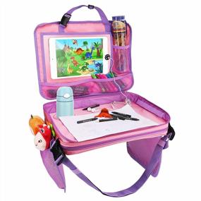 img 4 attached to Розовый Zooawa Kids Travel Tray Автокресло: 4-в-1 Съемное хранилище для игрушек и держатель для планшета для малышей