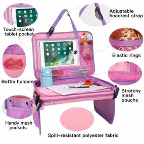 img 3 attached to Розовый Zooawa Kids Travel Tray Автокресло: 4-в-1 Съемное хранилище для игрушек и держатель для планшета для малышей
