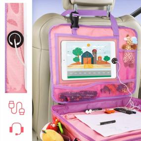 img 2 attached to Розовый Zooawa Kids Travel Tray Автокресло: 4-в-1 Съемное хранилище для игрушек и держатель для планшета для малышей