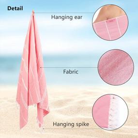 img 3 attached to Pink SEMAXE Beach Towel Cotton - Sand Free, Quick Dry & Soft Absorbent For Bathroom, Pool, Gym & SPA!
