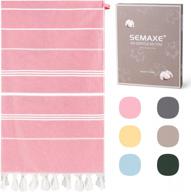 pink semaxe beach towel cotton - sand free, quick dry & soft absorbent for bathroom, pool, gym & spa! logo