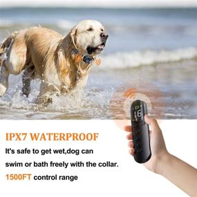 img 2 attached to 🐶 Remote Dog Training Collar - Rechargeable Waterproof Electric Collar with Beep, Vibration, Shock and LED Light Training Modes, Range of 1500 Feet - Bark Collar for Small, Medium, and Large Dogs