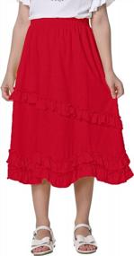 img 4 attached to UNACOO Kids Girls Cotton Tiered Ruffle Maxi Skirt Summer Soft Flowy Long Elastic Waist 3-14 Years