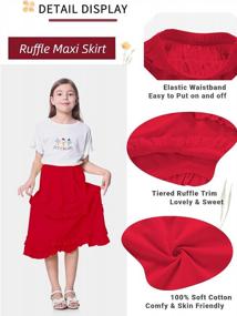 img 2 attached to UNACOO Kids Girls Cotton Tiered Ruffle Maxi Skirt Summer Soft Flowy Long Elastic Waist 3-14 Years