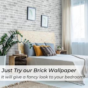 img 2 attached to Coavas Brick Wallpaper Peel And Stick Grey 23.6X118.1 Inches For Bedroom Faux Brick Kitchen Cabinets Backsplash Fireplace Laundry Room Accent Walls Classroom Thicker Thicken Halloween (60X300Cm)