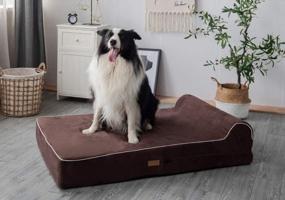 img 2 attached to Orthopedic Memory Foam Pet Bed For Large Dogs - 7-Inch Thick With Pillow And Removable Cover - Anti-Slip Bottom And Waterproof Liner - Sturdy And Modern Design For Big Breeds - Jumbo Size