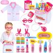 pink doctor pretend-n-play medical kit for kids, 25 pieces toddler roleplay costume set with toys for girls 3+ logo