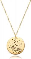 14k gold plated fettero coin necklace disc patterned engraved pendant dainty chain celestial jewelry birthday gift for women logo