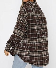 img 1 attached to Women'S Buffalo Plaid Flannel Shirt: Cozy Long Sleeve Collar Button Down Blouse Top