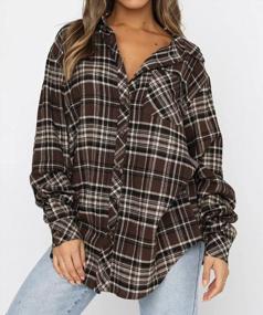 img 2 attached to Women'S Buffalo Plaid Flannel Shirt: Cozy Long Sleeve Collar Button Down Blouse Top