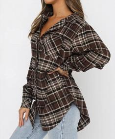 img 3 attached to Women'S Buffalo Plaid Flannel Shirt: Cozy Long Sleeve Collar Button Down Blouse Top