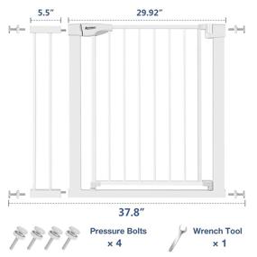 img 2 attached to 🚧 RONBEI Baby Gate for Stairs and Doorways, 35-37.8 inches / 29.53-32.28 inches - Auto Close Indoor Safety Gates for Kids and Dogs, Easy Walk Thru Metal Child Gate with 5.5-inch Extension and 4 Mounting Kit