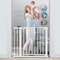 🚧 ronbei baby gate for stairs and doorways, 35-37.8 inches / 29.53-32.28 inches - auto close indoor safety gates for kids and dogs, easy walk thru metal child gate with 5.5-inch extension and 4 mounting kit logo