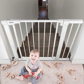 img 1 attached to 🚧 RONBEI Baby Gate for Stairs and Doorways, 35-37.8 inches / 29.53-32.28 inches - Auto Close Indoor Safety Gates for Kids and Dogs, Easy Walk Thru Metal Child Gate with 5.5-inch Extension and 4 Mounting Kit