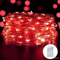 🎈 16.4ft 50 led red fairy lights battery operated - valentine's day, dimmable string lights diwali halloween decor for indoor/outdoor home, tree, wreath - ideal gifts for teens, girls 6-8 years old логотип