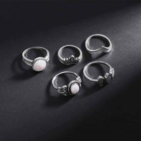 img 1 attached to Дополните свой образ в стиле бохо набором из 9 серебряных колец Yean'S для женщин и девочек
