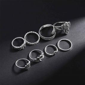 img 2 attached to Дополните свой образ в стиле бохо набором из 9 серебряных колец Yean'S для женщин и девочек