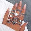 complete your boho look with yean's 9-piece silver ring set for women and girls logo