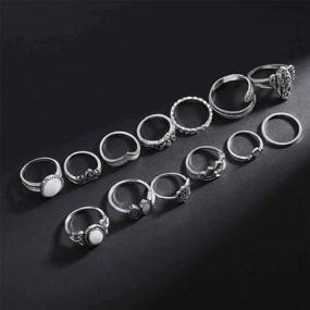 img 3 attached to Дополните свой образ в стиле бохо набором из 9 серебряных колец Yean'S для женщин и девочек