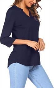 img 1 attached to Sherosa Women'S V-Neck Henley Work Tops With 3/4 Sleeves For Casual And Office Wear