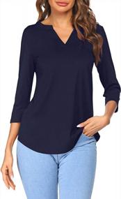 img 3 attached to Sherosa Women'S V-Neck Henley Work Tops With 3/4 Sleeves For Casual And Office Wear