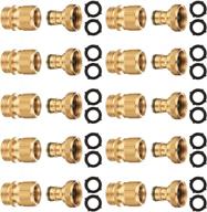 solid brass garden hose quick connector set with easy connect thread design, fits 3/4 inch ght water fittings for no-leak connections - pack of 10 external thread quick connectors (eqc-10) by riemex логотип