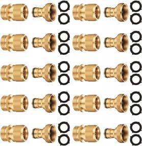 img 4 attached to Solid Brass Garden Hose Quick Connector Set With Easy Connect Thread Design, Fits 3/4 Inch GHT Water Fittings For No-Leak Connections - Pack Of 10 External Thread Quick Connectors (EQC-10) By Riemex