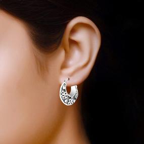 img 1 attached to Stylish Sterling Silver Balinese Hoop Earrings For Teens And Adults - Set Of 3 PAIRS