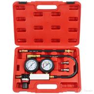 🔍 professional cylinder leakdown tester kit, dual pressure gauges engine compression leak detector with spark plug adapters - ideal for gasoline engines (10 12 14mm), red logo
