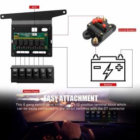 img 3 attached to FieryRed 6 Gang Switch Panel Kit для JL 2018-2022, релейная система управления с предохранителем, жгут проводов, автоматический диммируемый светодиодный переключатель ON-OFF для JL, JLU 2018+ и Gladiator 2020+