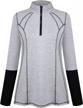 half zip long sleeve athletic sweatshirt with thumb holes for women's fitness, yoga, and running - moqivgi logo